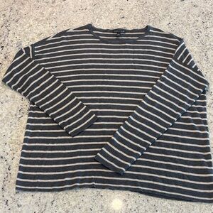 Eileen Fisher Gray and Tan Striped Sweater sz Md